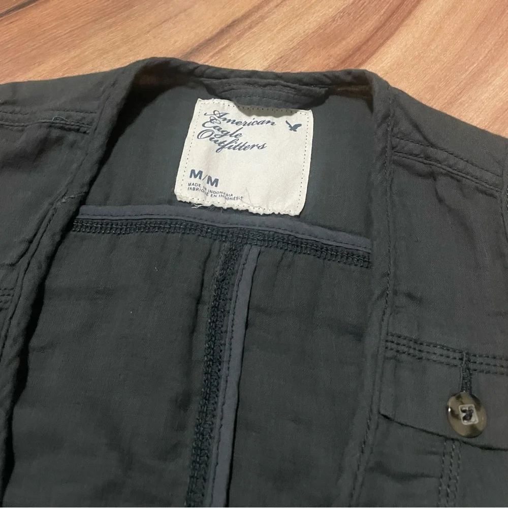 Y2K American Eagle Button-Up Vest Shirt Sz Med - Picture 2 of 7